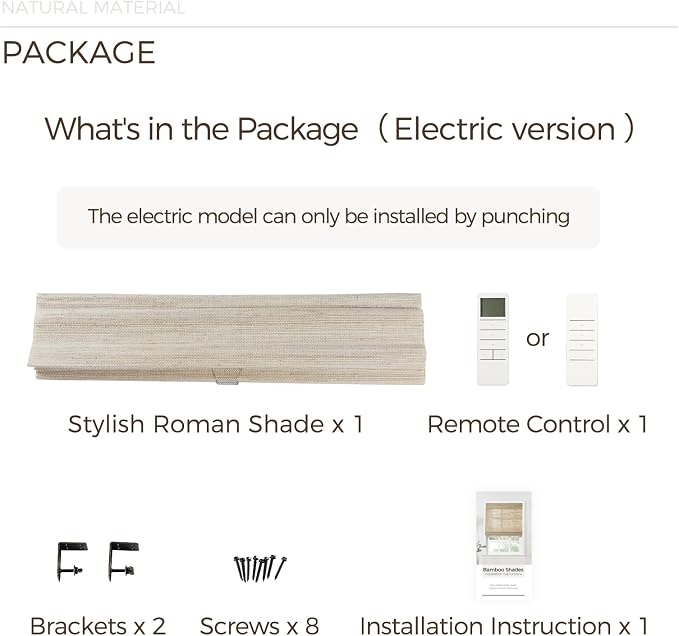 TWOPAGES Woven Bamboo Cordless Roman Shades, Custom No Drill or Motorized Blinds - Image 7