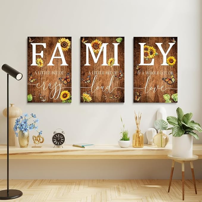 GUBIYU Farmhouse Family Wall Art Set of 3, Rustic Wall Decor - Image 4