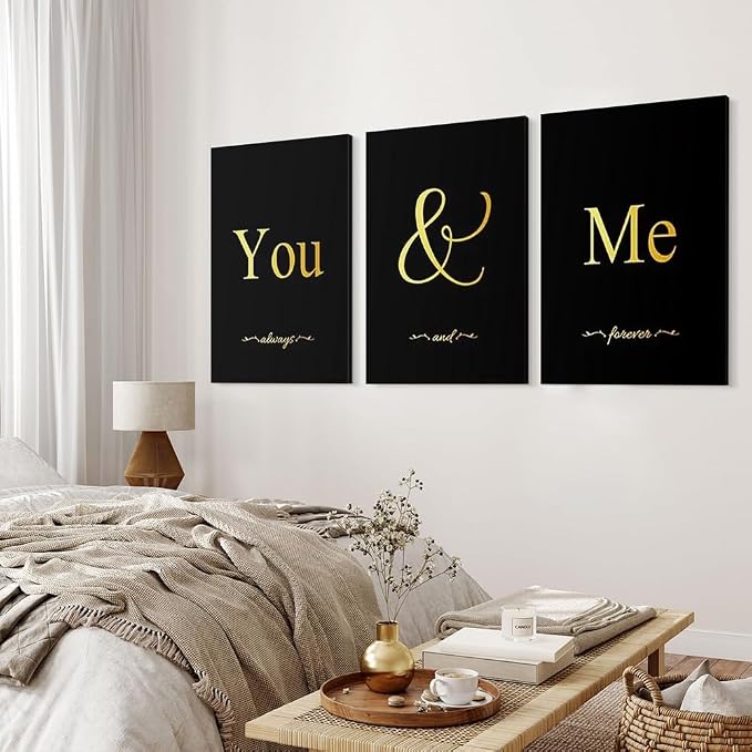 GUBIYU Black and Gold Bedroom Art Love Wall Decor - Image 6