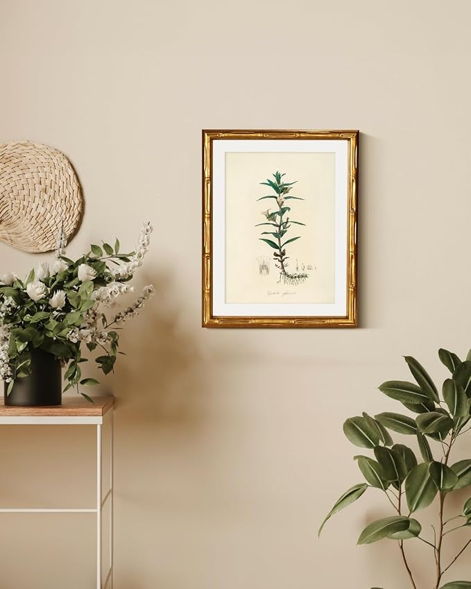 InSimSea Gold Bamboo Framed Canvas Wall Art, Vintage Kitchen Herbs Paintings - Image 6