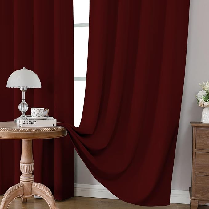 CUCRAF Burgundy Red Blackout Curtains 84 inch Length 2 Panels Set, Rod Pocket - Image 5