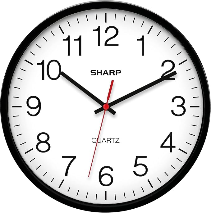 Sharp Wall Clock Silent Non Ticking 10 Inch Quality Quartz Battery Operated by SHARP
