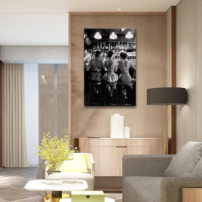 Vintage Black and White Posters Trendy Women Drink Cocktail Wall Art Funky - Image 4