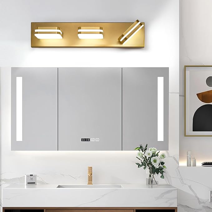 360° Rotate LED Bathroom Vanity Light Fixtures, 1300LM Acrylic Gold Vanity - Image 9