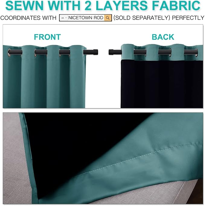NICETOWN 100% Blackout Curtains 108 inches Long, Noise Reduction Window - Image 4