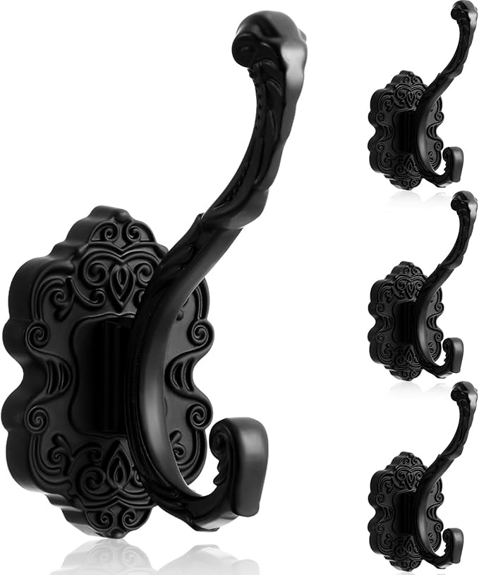 Zonon 4 Pcs Black Wall Hooks Set Vintage Coat & Towel Hooks by Zonon
