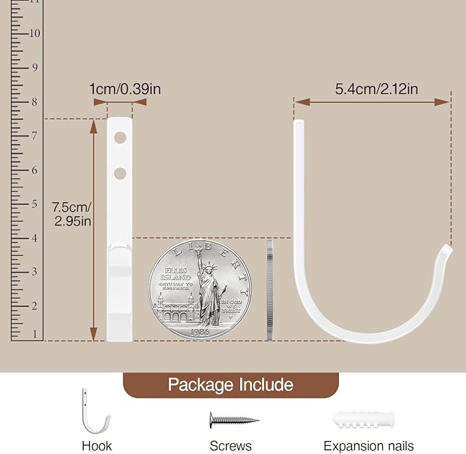 Wall Hooks for Hanging Towel/Coat - 22LB Screw in Metal Hanger Wall Mount - Image 4