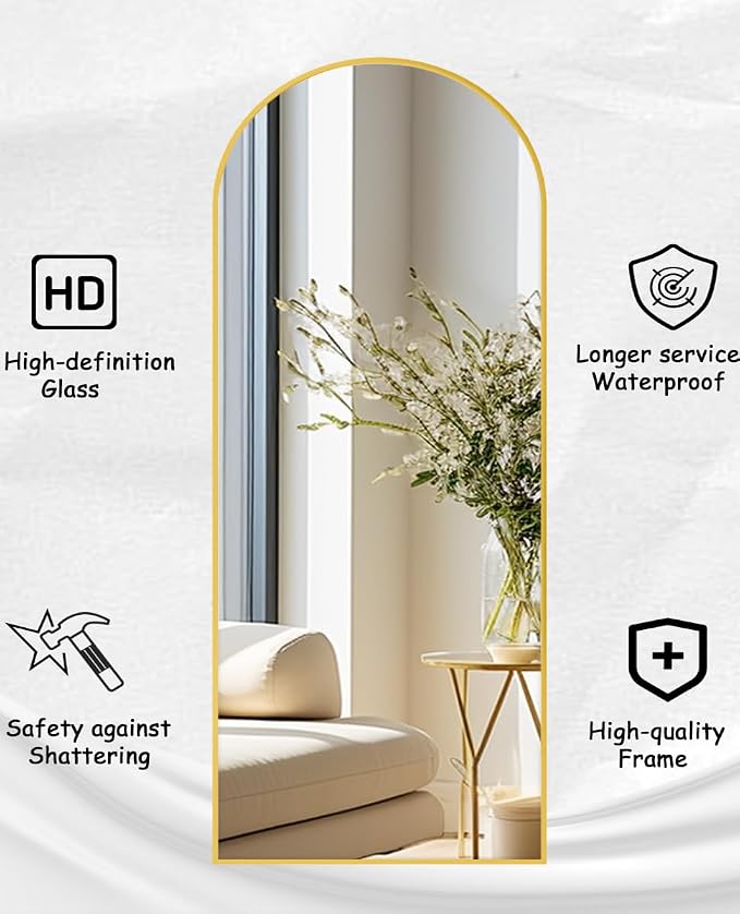 Rowjut Floor Full Length Mirror, Arched Mirrors Full Length 76"x34" - Image 6