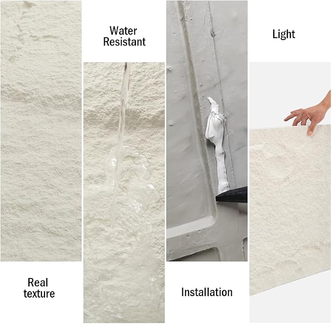 4-Pack 3D PU Stone Wall Panels for Interior Decor Faux Stone Accent Tiles - Image 5