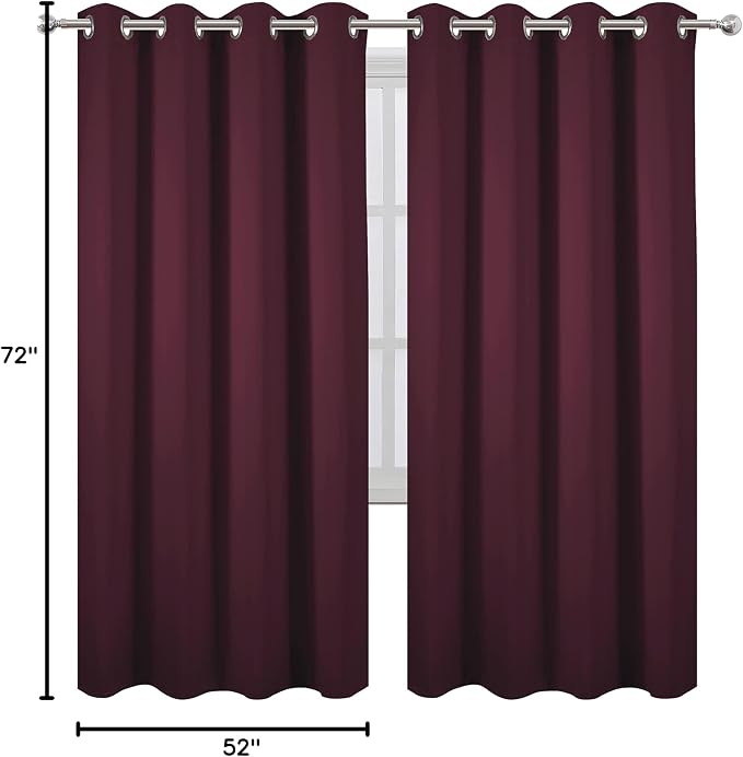 LEMOMO Burgundy Red Thermal Blackout Curtains/52 x 72 Inch/Set of 2 Panels Room - Image 10
