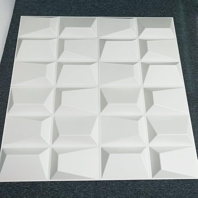 Art3d Decorative 3D Wall Panels 19.7" x 19.7" Snow White, PVC Wall Panel - Image 5