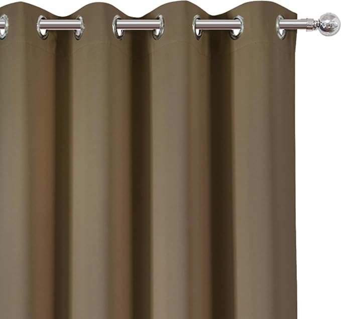 LEMOMO Blackout Curtains 66 x 84 inch/Brown Curtains Set of 2 Panels/Thermal - Image 6