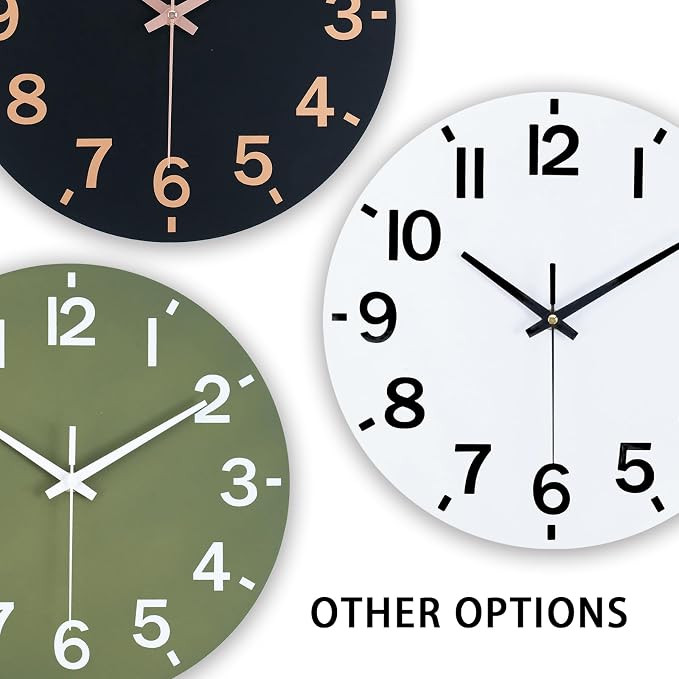 HZDHCLH Wall Clock 10 Inch Silent Non Ticking Wood Battery Operated White - Image 4