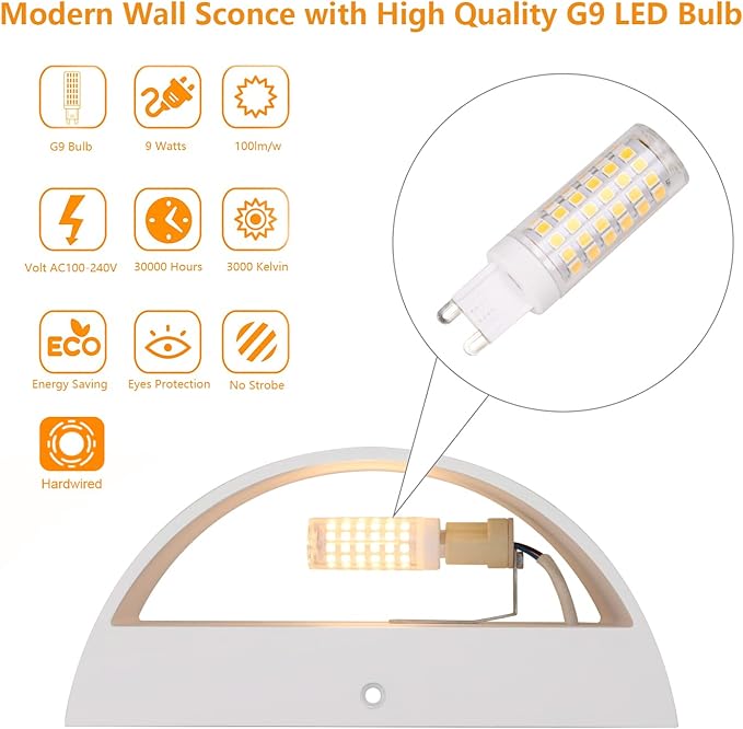 Aipsun Aluminum Modern Indoor LED Wall Sconce Hardwired Interior Wall Lights - Image 7