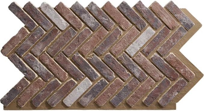 EverStone Herringbone Faux Brick Panel, 46 1/2"W x 25 1/4"H x 1"D, Smokey Rose by EkenaMillwork