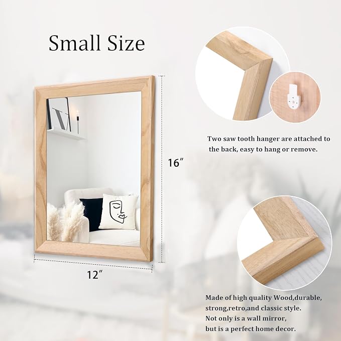 AAZZKANG Rustic Mirrors for Wall Rectangle Wood Frame Mirror Decorative for - Image 2