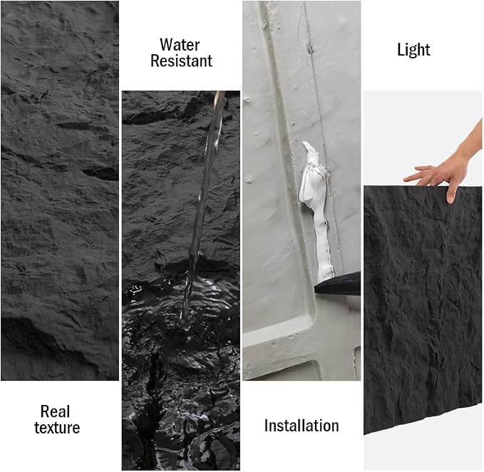 4-Pack 3D PU Stone Wall Panels for Interior Decor | Faux Stone Accent Tiles - Image 5