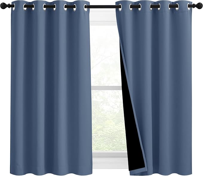 NICETOWN Stone Blue 100% Blackout Curtains 54 inches Long, Thermal Insulated by NICETOWN