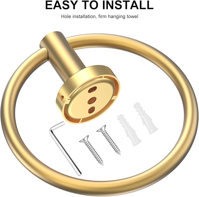 SetSail Towel Holder Screw-in Gold Towel Ring - Image 4