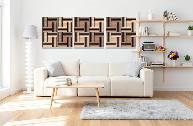 WoveN SounD Artisan Acoustic Wall Panels, 16 Pack 12x12 Inch, PVC Wood Grain - Image 8