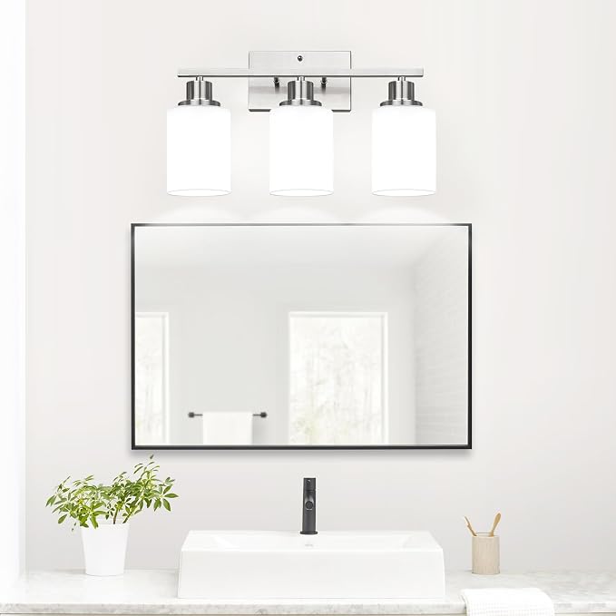 MOKATNG 3-Light Bathroom Light Fixtures, Brushed Nickel Vanity Light - Image 8
