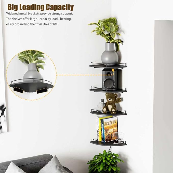 Corner Shelf Wall Mount, Floating Corner Shelves, Rustic Wood Wall Storage - Image 3