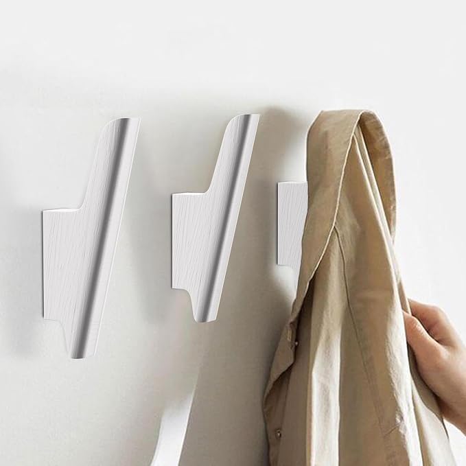 Wood Wall Hooks 4 Pack Coat Hooks Wall Mount White Wooden Hooks - Image 2