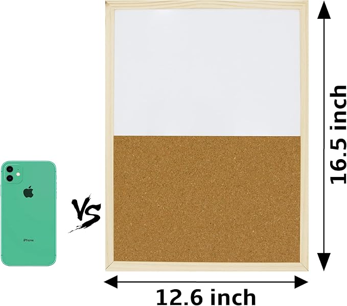 OWLKELA Dry Erase Cork Board 16.5"x12.6", Notice Pin Board, Memo Board - Image 2