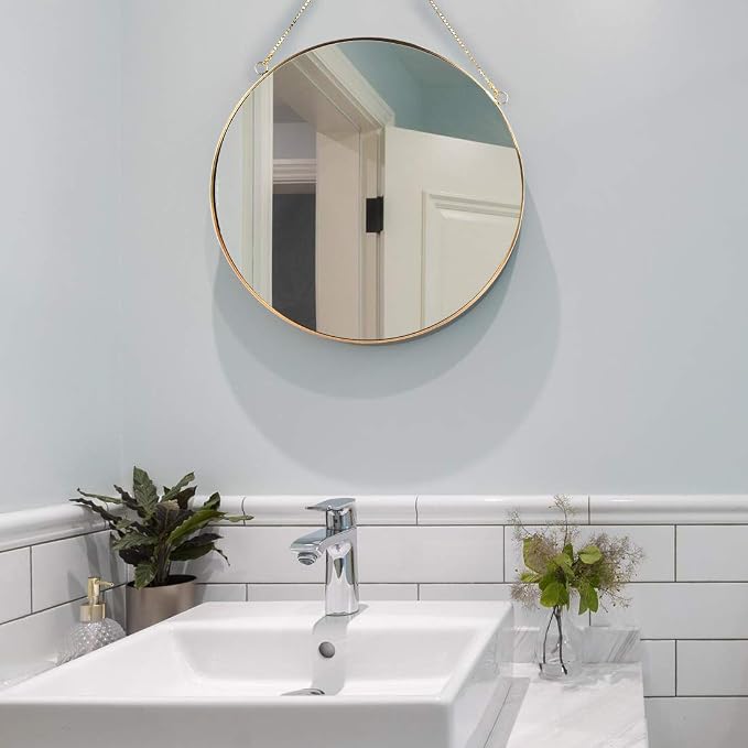 LONGWIN Hanging Wall Circle Mirror Decor Gold Geometric Mirror - Image 3