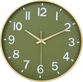 HZDHCLH Wall Clocks Battery Operated, Wall Clock Green Gold, 14 inch Wall Clock by HZDHCLH