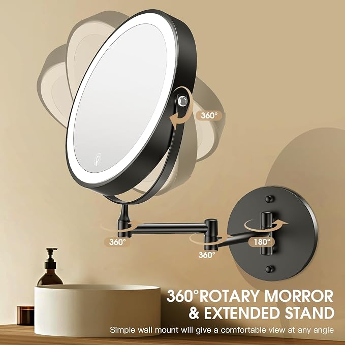 MNIENT Wall Mounted Lighted Makeup Mirror, 3 Color Led Vanity Mirror - Image 6