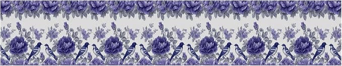 Blue Purple Floral Bird Wallpaper Border 196x4 Inch Peel and Stick Wall Border - Image 2