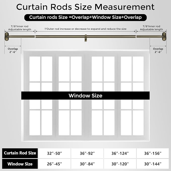 2 Pack Curtain Rods 36-88 Inch, Antique Bronze Wrap Around Blackout Curtain Rods - Image 8