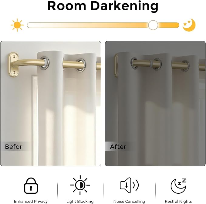 2 Pack Curtain Rods 36-88 Inch, 1 Inch Adjustable Heavy Duty Room Darkening - Image 3