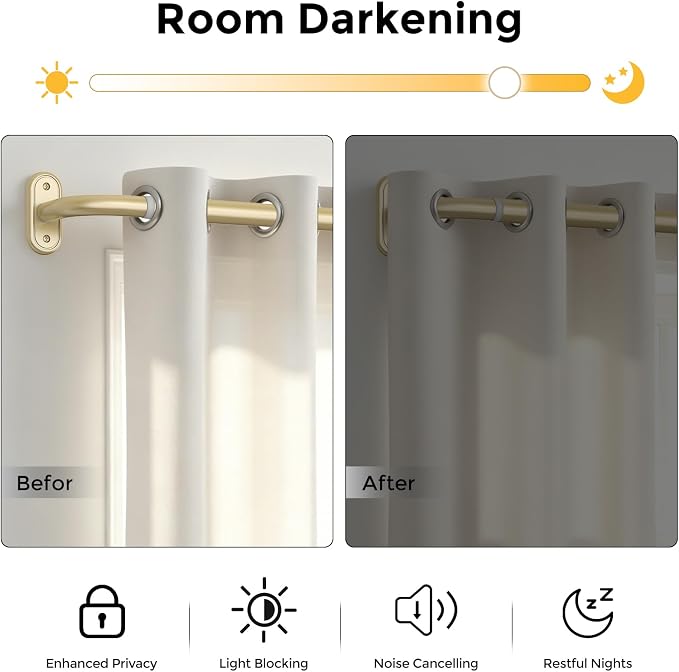 Curtain Rods 32-46 Inch, 1 Inch Adjustable Heavy Duty Room Darkening Window - Image 3