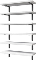 WOPITUES White Floating Shelves Set of 6, Wood by WOPITUESOfficial