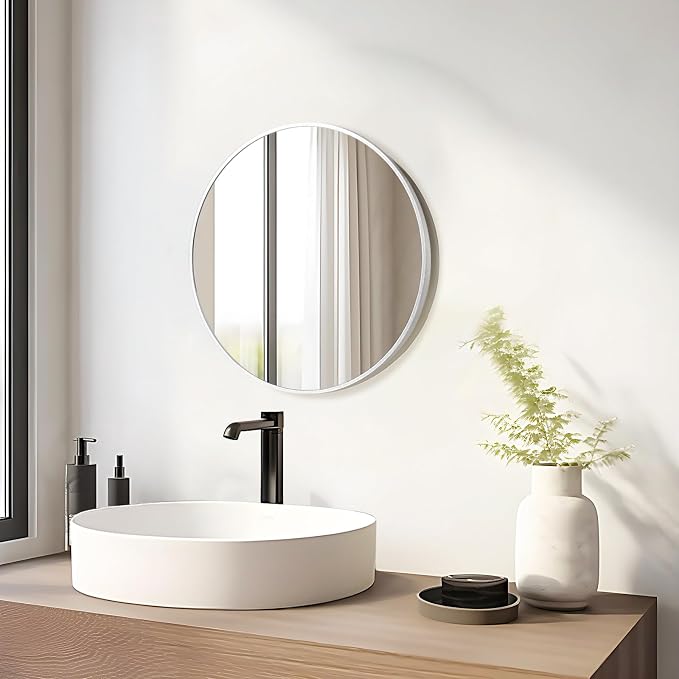 Fabuday Silver Circle Mirror for Wall 20 inch - Image 4