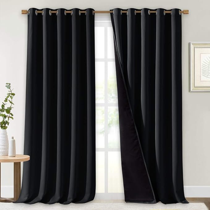 NICETOWN Cold Blocking 100% Blackout Curtains, Durable Black Lined Blackout by NICETOWN