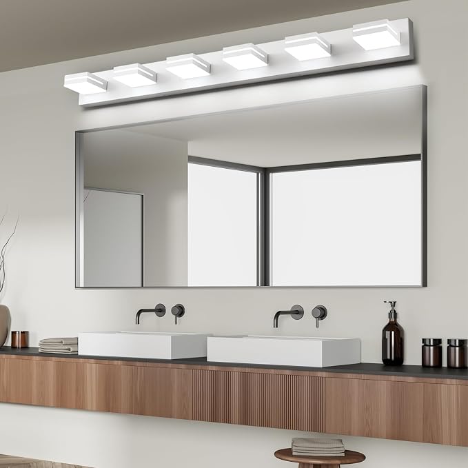 SineRise LED Modern Bathroom Vanity Light Fixtures, Matte White Modern Acrylic - Image 4