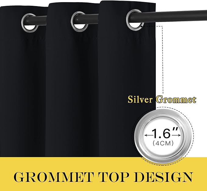 NICETOWN Black Blackout Curtain 90 inch Length - Image 2