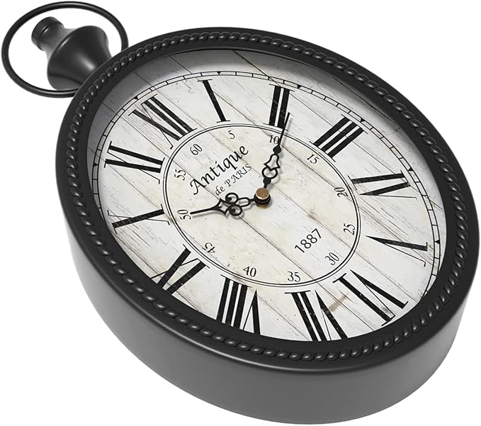 Menterry Small Retro Oval Wall Clock, Antique Old Design, Battery Operated - Image 3