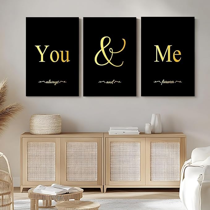 GUBIYU Black and Gold Bedroom Art Love Wall Decor - Image 4