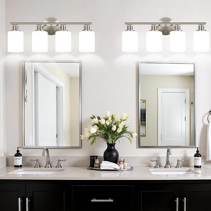 Zarbitta 4-Light Bathroom Light Fixtures, Brushed Nickel Modern Vanity Lights - Image 5