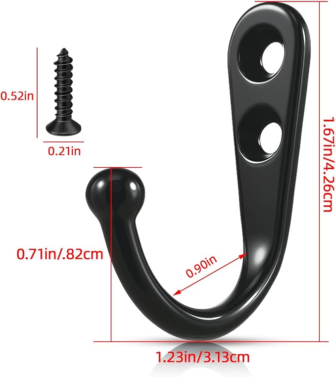 Black Wall Mounted Coat Hooks, Rustproof Metal Hooks - Image 3