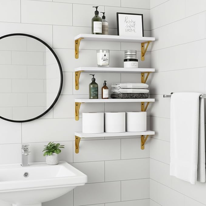 Fixwal White Shelves, Wood Wall Floating Mounted Shelves - Image 6