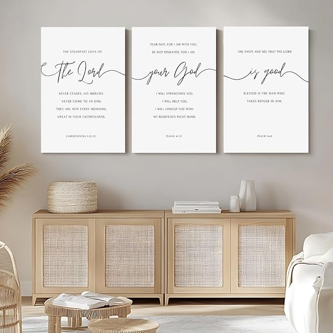 GUBIYU Christian Canvas Wall Art Set of 3, The Lord Your God is Good Wall Art - Image 3