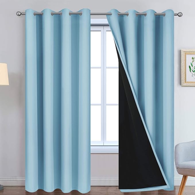 Yakamok Full Blackout Curtains 84 Inches Long, 2 Thick Layers Grommet Top by Yakamok