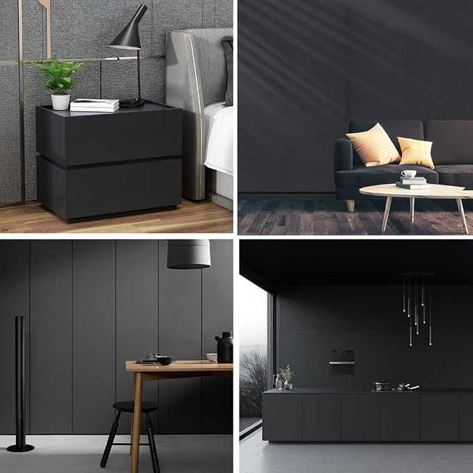 Arthome Black Peel & Stick Wallpaper, Matte Black Contact Paper, Self-Adhesive - Image 6