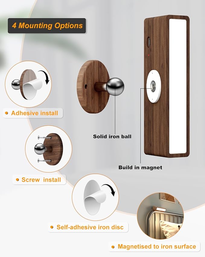 DetarZinLED Wooden Wall Sconce Battery Operated - Image 5