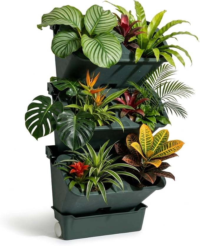 3-Tiers Vertical Wall-Mounted Planter by LZLUCKCOME